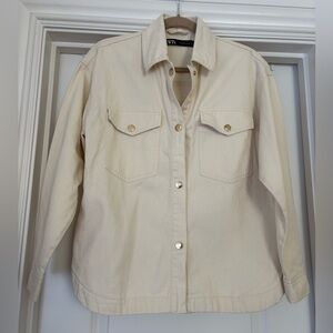 Zara Beige Utility Jacket with Gold Buttons